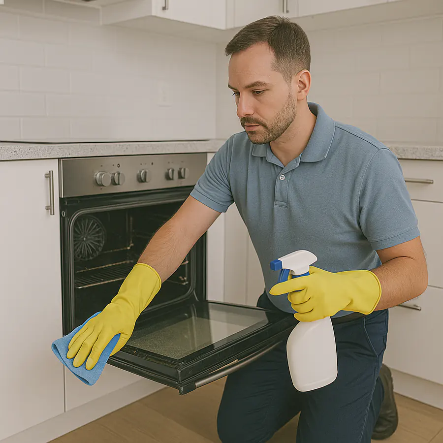 Professional hob cleaning with grease removed