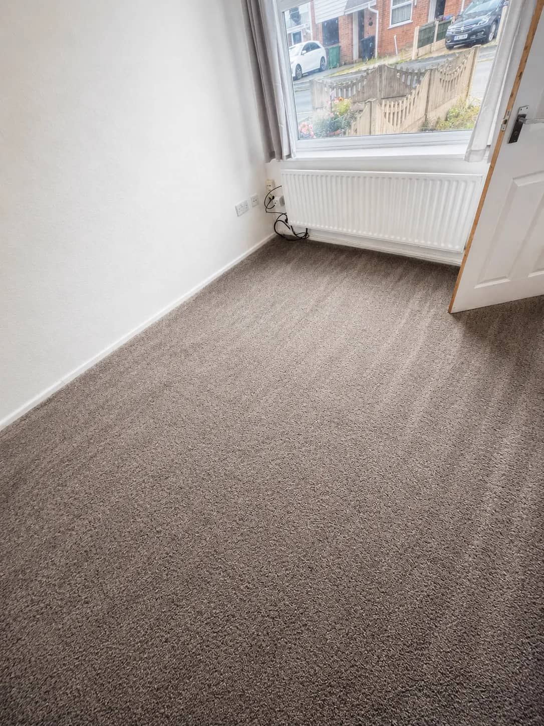 Freshly cleaned carpet with visible grooming lines after extraction cleaning